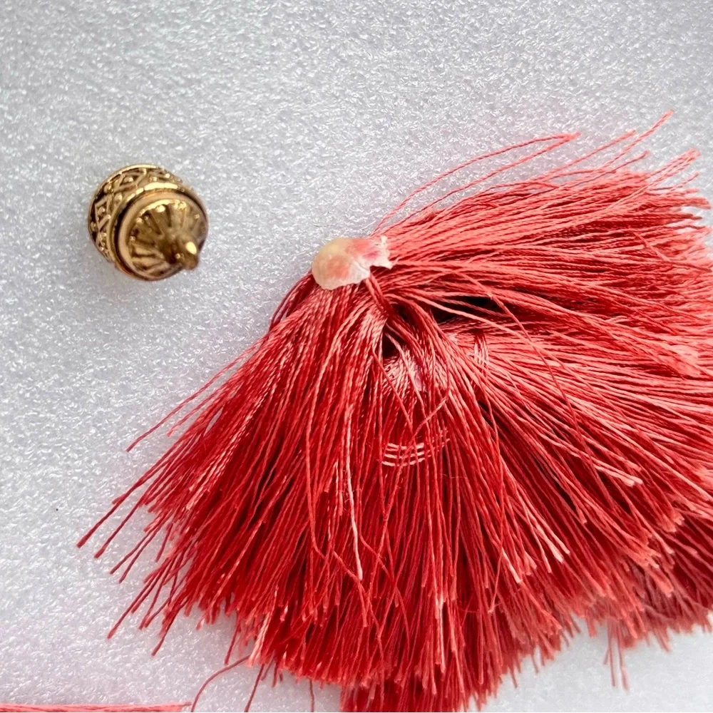 2 TIERED TASSELS for Earrings Keychains Crafts Sewing & More! Mauve & Gold 3.5”